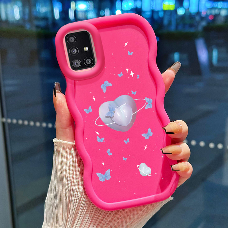 Casing Hp Untuk Samsung A51 M40s Case Hati Persik Cesing Polos Kasing Macaron gelombang Kesing Silik