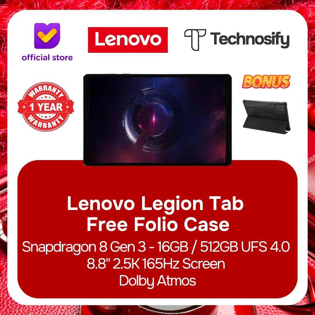 Lenovo Legion Tab Free Folio Case - Snapdragon 8 Gen 3 16GB / 512GB UFS 4.0 8.8" 2.5K 165Hz 500 Nits