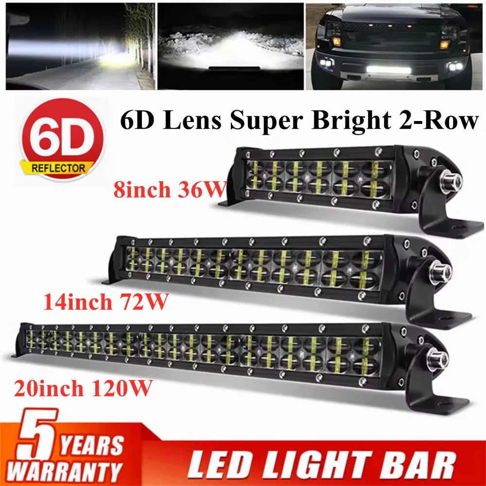 6D Lens Dual Row Led Light Bar Spot Flood Led Work Light 4x4 Led Bar for Truck ATV SUV Car Roof