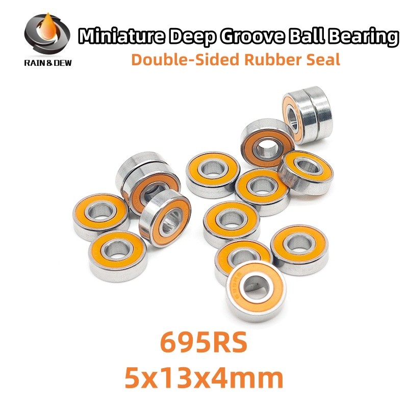 6PCS 695RS Orange Bearing 5x13x4 ABEC3 Hobby Electric RC Car Truck Bearing 695 2RS Rubber Sealed