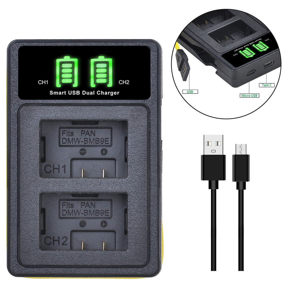 . 1300Mah Dmw-Bmb9E Bmb9 Dmw-Bmb9 Battery And Charger With Built-In Usb -