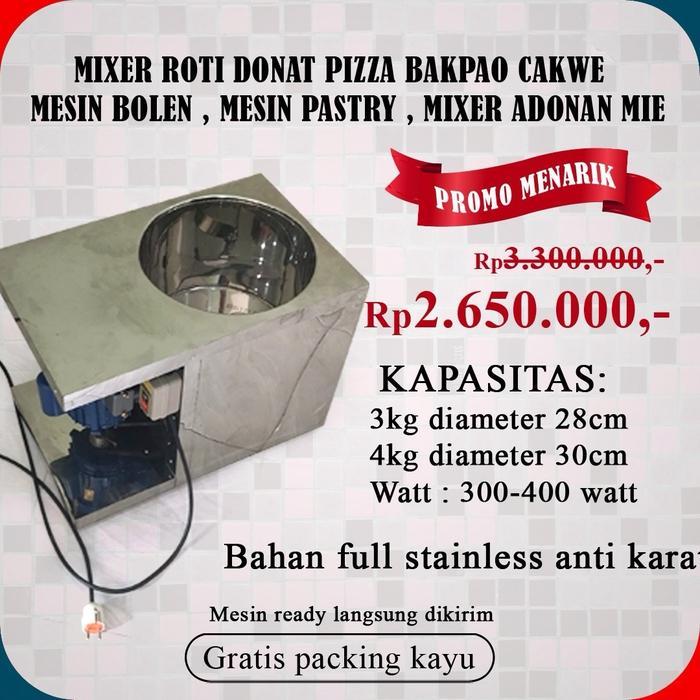 Mixer Adonan Roti Donat Pizza Bakpao Cakwe Mesin Bolen Mesin Pastry Mixer Adonan Mie Kapasitas 3-4kg