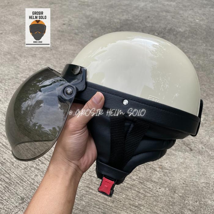 Premium Helm Chips Bogo Retro Vespa Polos Dewasa Sni Original