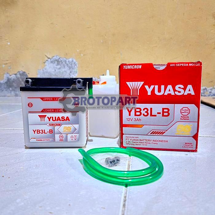 Yuasa Aki Motor Yamaha RX King, Honda CB Yuasa YB3L B 12V 3Ah Basah Freshpack Siap Isi Air Zuur *