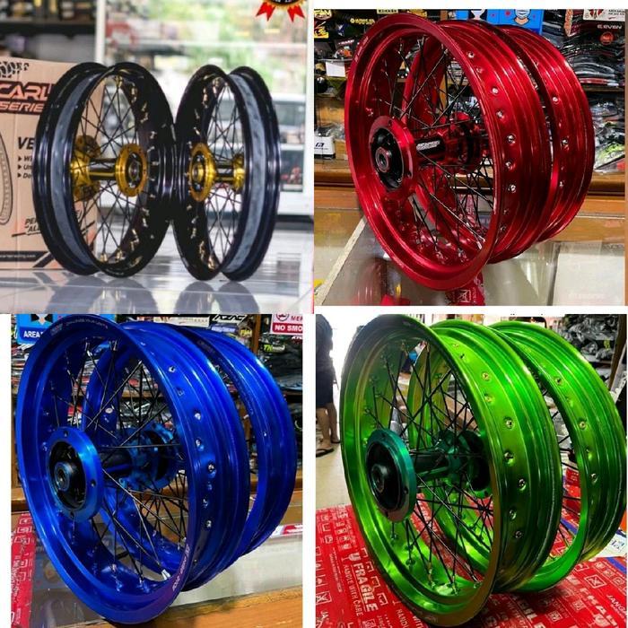 velg set Supermoto velg sumo KLX D-Tracker crf 150 wr 155 scarlet racing ring 17 lebar 250 300 350