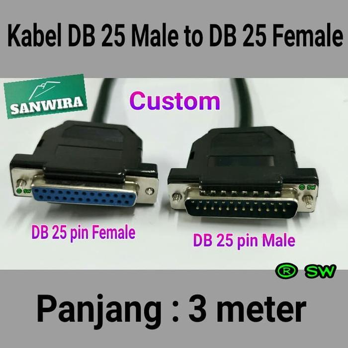 Kabel DB 25 Male to DB 25 Female / DB25 Male to DB 25Male - panjang : 3 meter