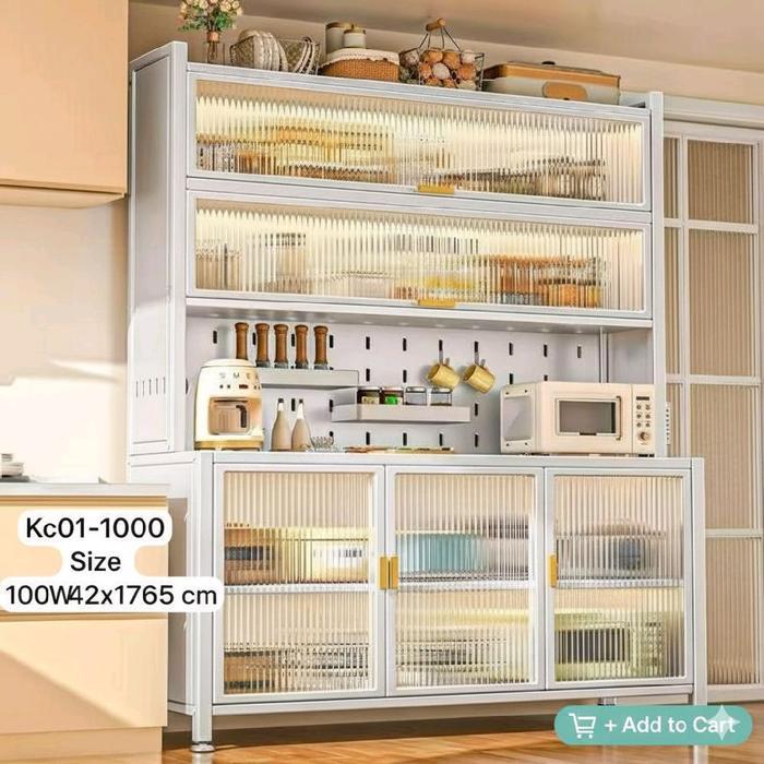 Lemari Serbaguna Dapur Bahan Besi Import - Rak Dapur Full Besi -  Lemari Penyimpanan serbaguna