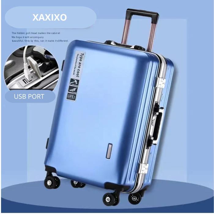 Tas Koper Travel Dewasa Anti Maling 24 Inch Frame Aluminium USB Port 4 Roda Tahan Banting LK201