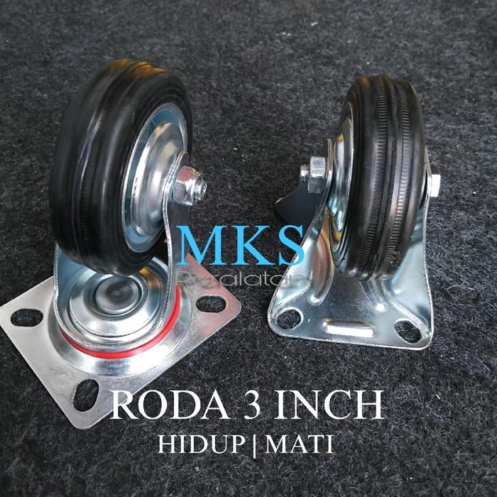 Terlaris - Roda Hitam Karet 3 Inch Hidup Mati Roda Etalase Hitam Karet 3 Inch