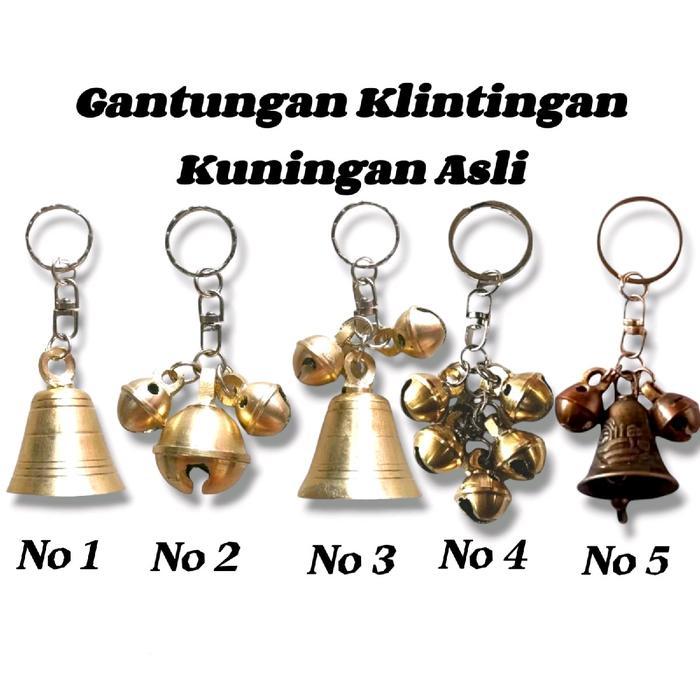 Younger_Shop Gantungan Kunci Lonceng Kuningan Kombinasi Klintingan Gantungan Tas Warna Kuning 1 Pcs