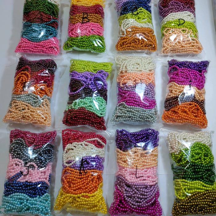 Payet mutiara ringan 20renteng ukuran 4mm / payet kalung / mutiara campur warna / payet juntai