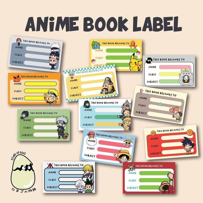 BOOK LABEL L LABEL NAMA STICKER - LABEL - LABEL NAMA - LABEL STIKER - STICKER BUKU NAMA BUKU L ANIME
