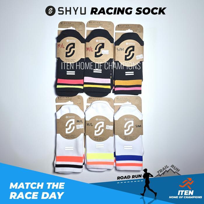 TERLARIS Shyu racing socks half crew running kaos kaki lari performa tinggi olahraga lari, bton, et,