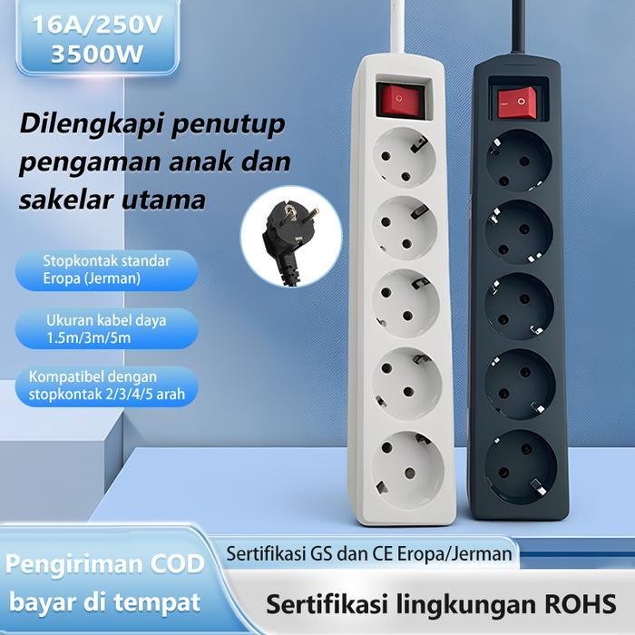 RAW STOP KONTAK SNI COLOKAN SAMBUNGAN KABEL LISTRIK 2 3 4 5 LUBANG LOBANG PANJANG KABEL ASLI