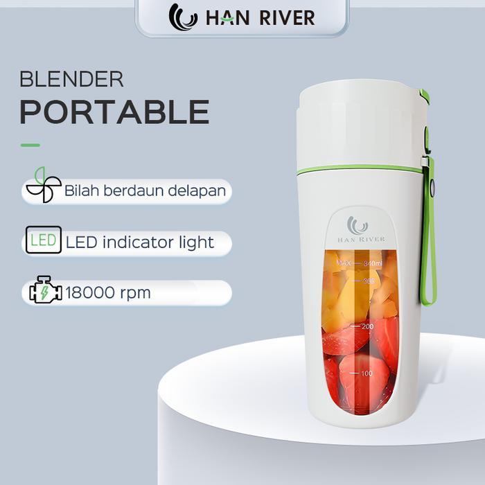 HAN RIVER BLENDER PORTABLE 340ML MINI JUICE GELAS KACA (HRJC02GN)