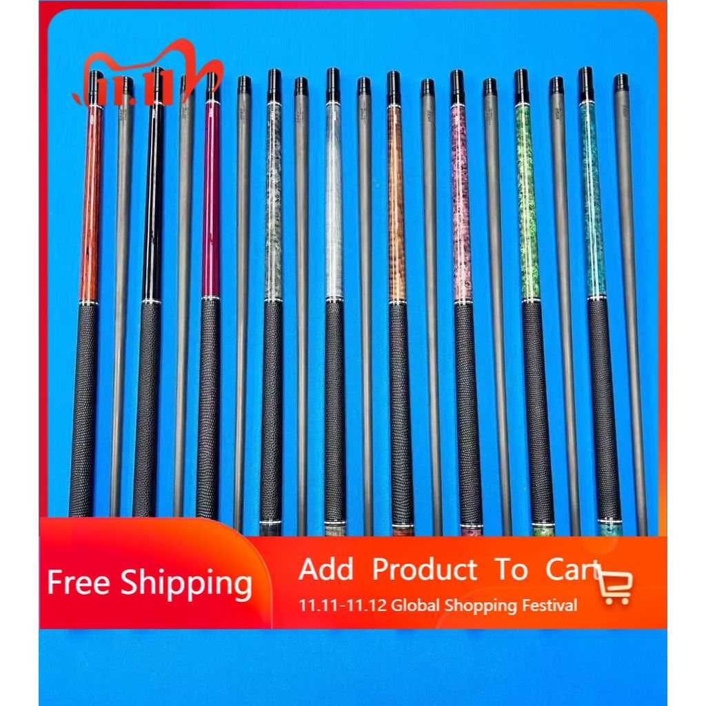 STLF Hot Sell Yfen Pure Carbon Fiber Shaft Wavy 12.5 mm Tip 1/2 Jointed Billiard Pool Cue