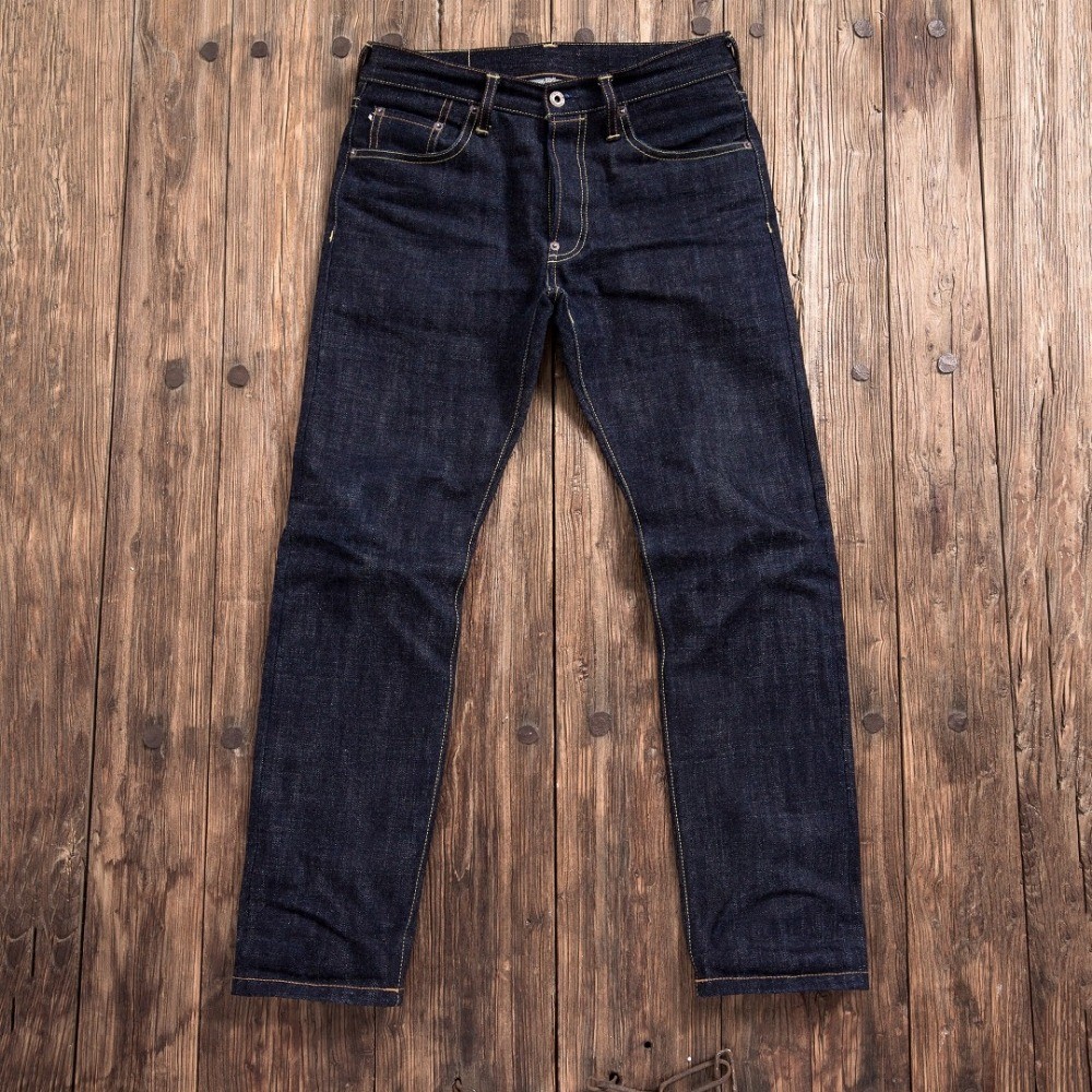 SD107-0001 Heavy Weight Indigo Selvage Unwashed Pants Unsanforised Thick Raw Denim Jean 17oz