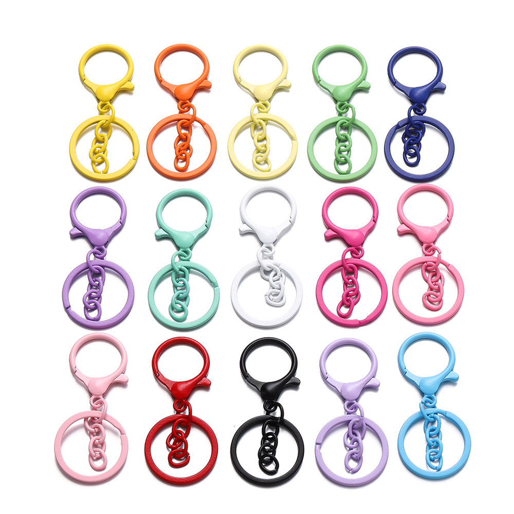 5Pcs/pack Iron Keychain Three-piece Set of Eight-character Lobster Buckle with Chain Key Ring for