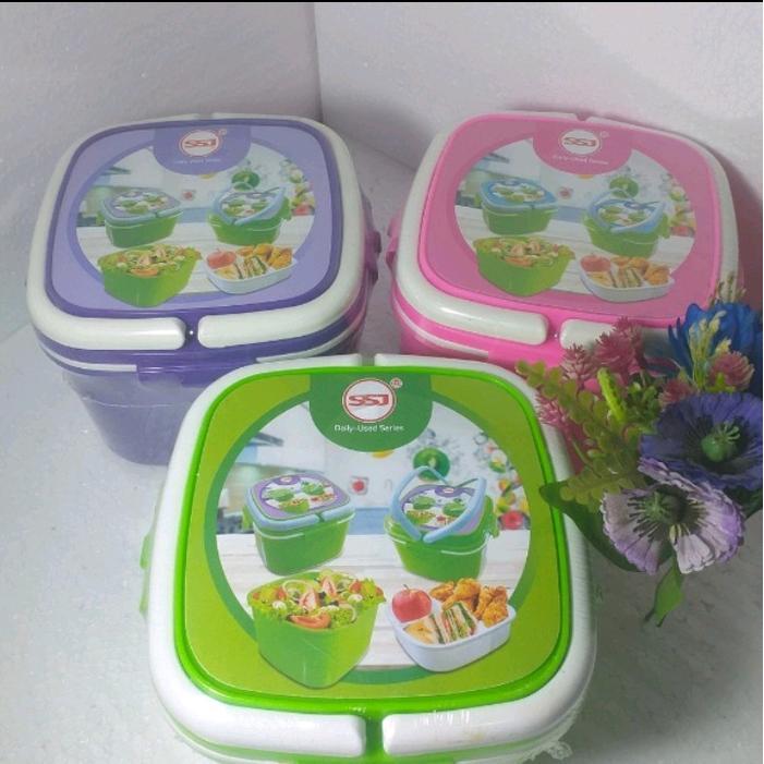 Rantang Tunggal Persegi SSJ / Kotak Bekal Makanan Flip