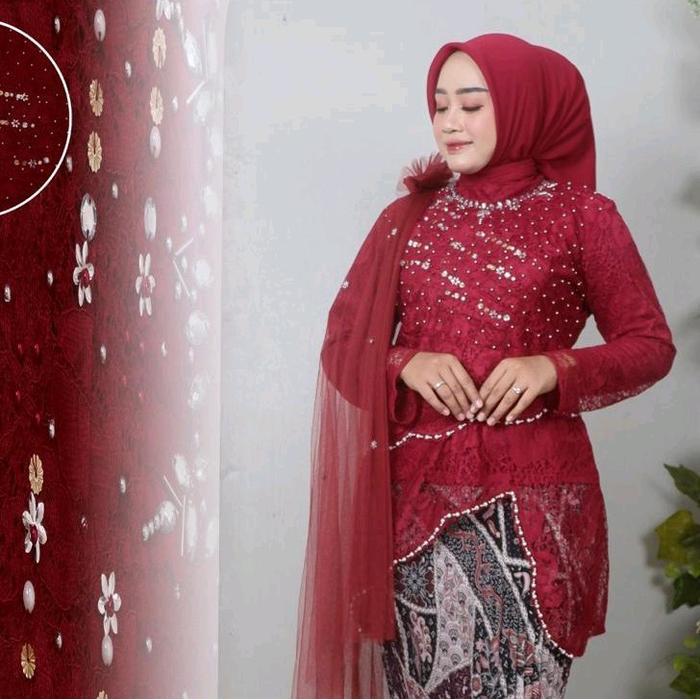 sar Atasan Aja Kebaya Brokat Selena Payet Slendang Tille Polos Baju Pesta Wisuda kebaya remaja