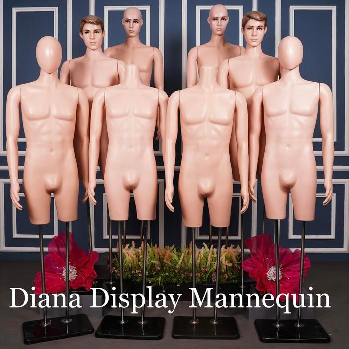 Manekin Bodyfit Pria Dewasa Plastik Dengan Tiang Penyangga - Patung Baju Pria Atasan Dan Celana -