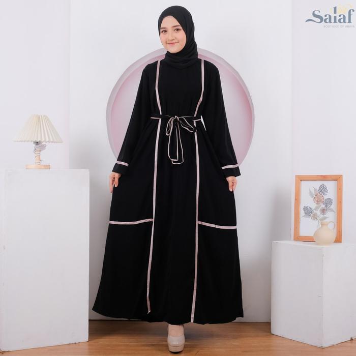 Gamis abaya hitam turki mewah Abaya Turkey Hitam Bahan Jet Black Saudi Elegant Mewah Gamis Syar'i