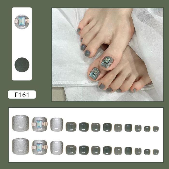 F161 - Kuku Cantik 24pcs set Kuku Palsu Fake Nails Box Free lem cair / jelly tahan air Kuku Palsu