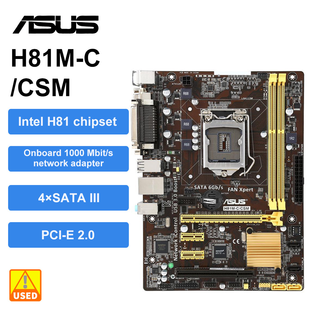 . Lga 1150 Motherboard Kit Asus H81M-C/Csm+Core I5-4590 Cpu+Ddr3 8G H81 -