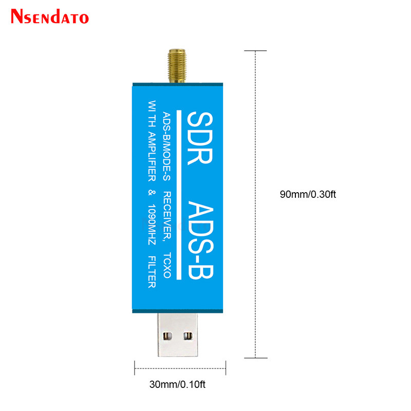 RTL2832U ADS-B Mode-S USB SDR TV Receiver Built-in RF Amplifier 1090MHz Bandpass Filter Radio SDR
