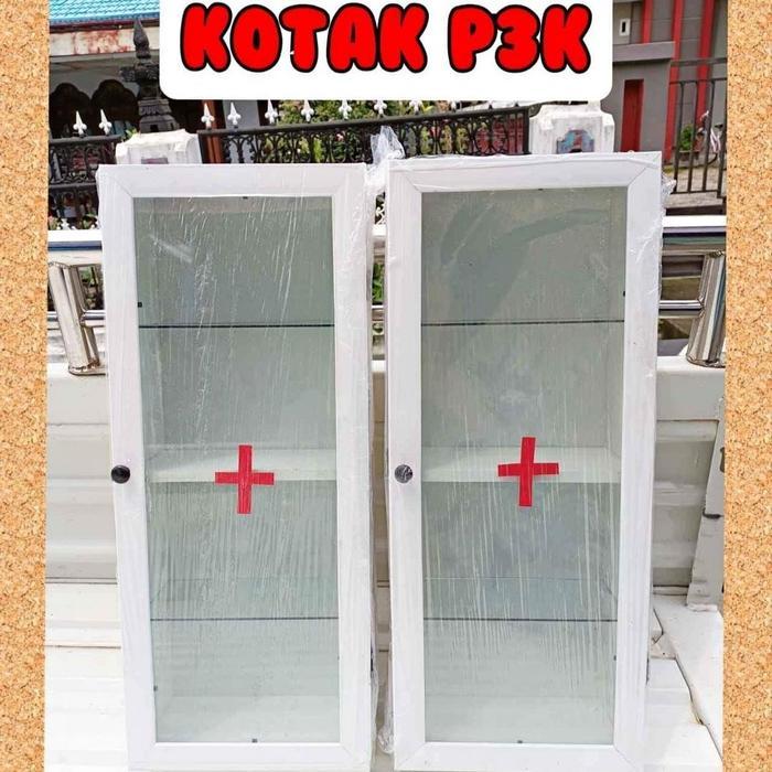Premium Kotak Penyimpanan Obat Kotak P3K Kotak P3K Kaca Minimalis Warna Putih Termurah Ukuran 4Sap