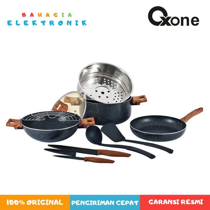 OXONE OX997 Panci Set Performa Cookware Set Kaca Pan Wok Silikon Wok - MARBLE