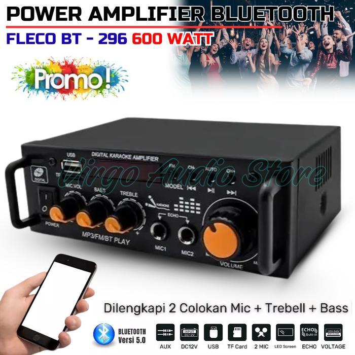 Robot - Amplifier Power Bass Bluetooth 600 Watt Bt 296 Audio Penguat Suara Full Bass, Treble, Echo