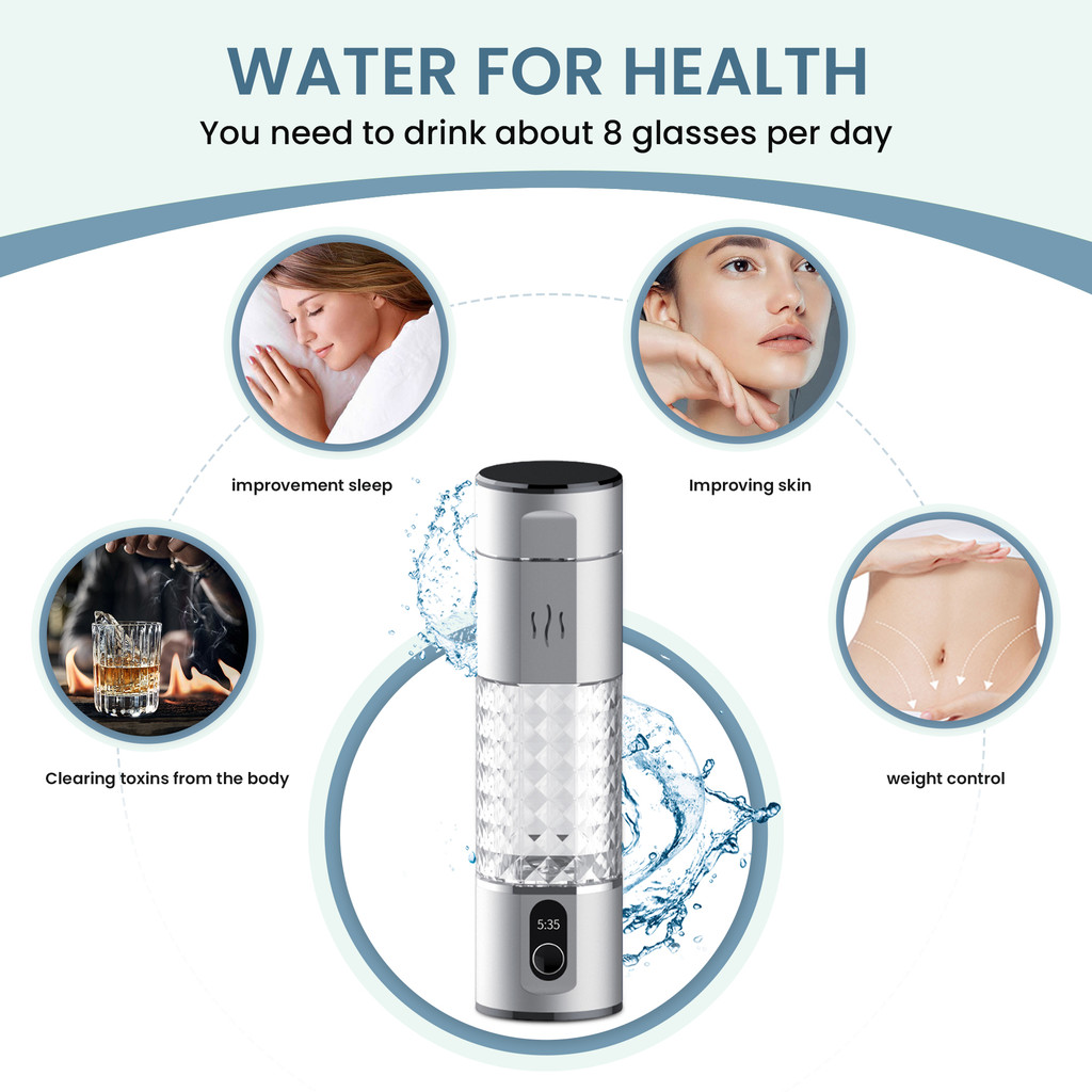hydrogen water bottle 5000+ppb SPE/PEM hydroegn water flask rechargeable hydrogen water ionizer