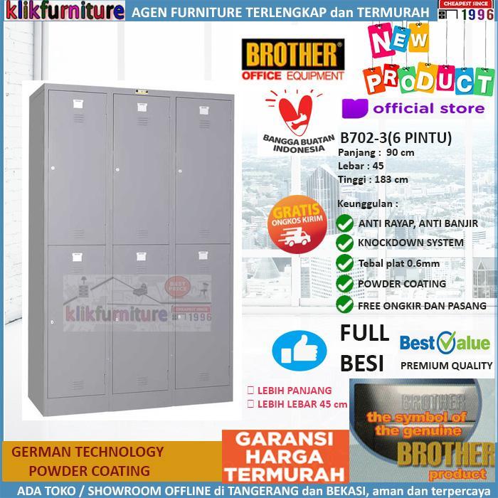 ` Loker Kabinet Locker Cabinet Besi 6 Pintu Besar B702-3 Brother Loker Besi Office Kantor