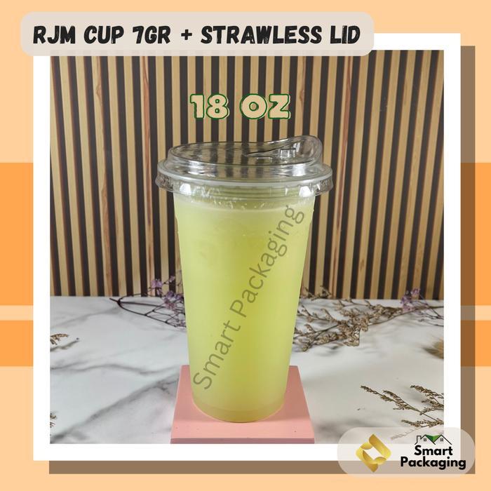 [Isi 50 Pcs] Rjm Gelas Plastik Pp 18 Oz 22 Oz 7Gr 22 Oz 8Gr + Strawless Lid Rjm Imp / Cup Plastik