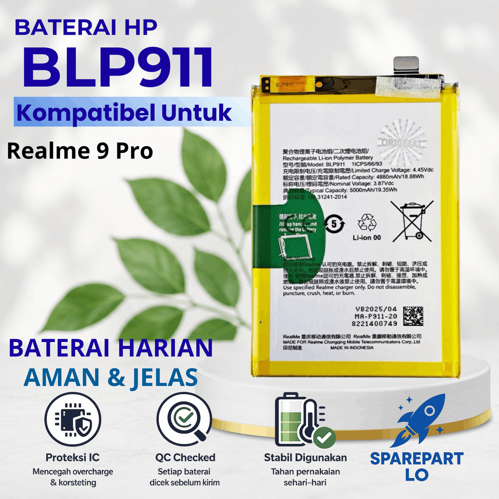 Baterai Batre Untuk Realme 9 PRO / V25 BLP911 Compatible
