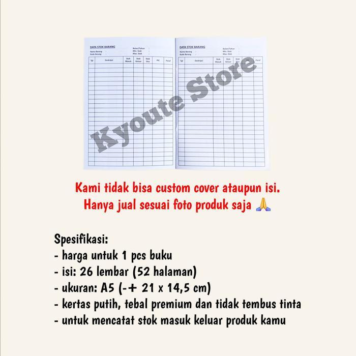 BUKU CATATAN STOK BARANG A5 KYOUTE PRAKTIS & RAPI UNTUK PENGELOLAAN INVENTARIS / INVENTORY LOGBOOK