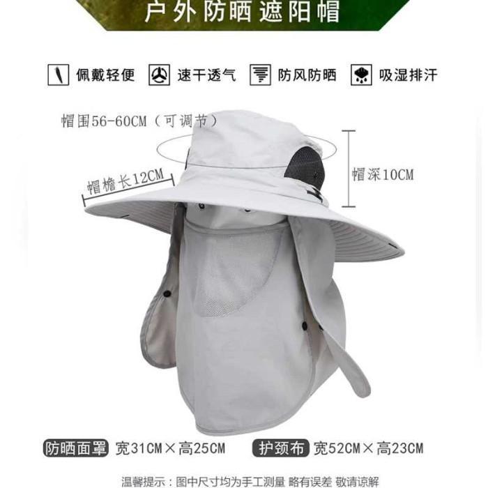 Topi Mancing Penutup Wajah Leher Anti Panas Waterproof - Abu-abu