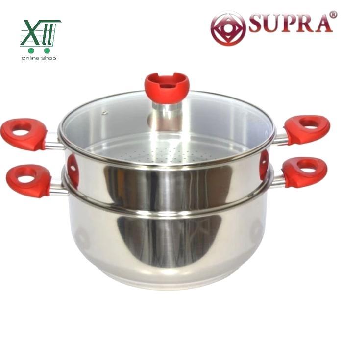TERLARIS Super Steamer 2 Susun 32 Cm Panci Kukusan Stainless Tutup Kaca Selamat Berbelanja