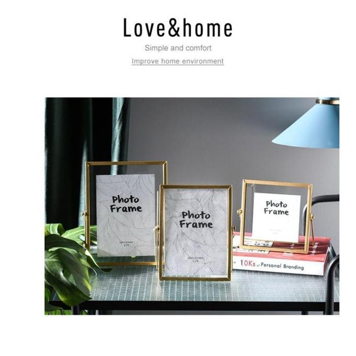 Terlaris Love&home Bingkai Foto Vintage Nordic Gold Metal 4 6 7 Inch Kayu Packing Untuk Ukuran 15x15