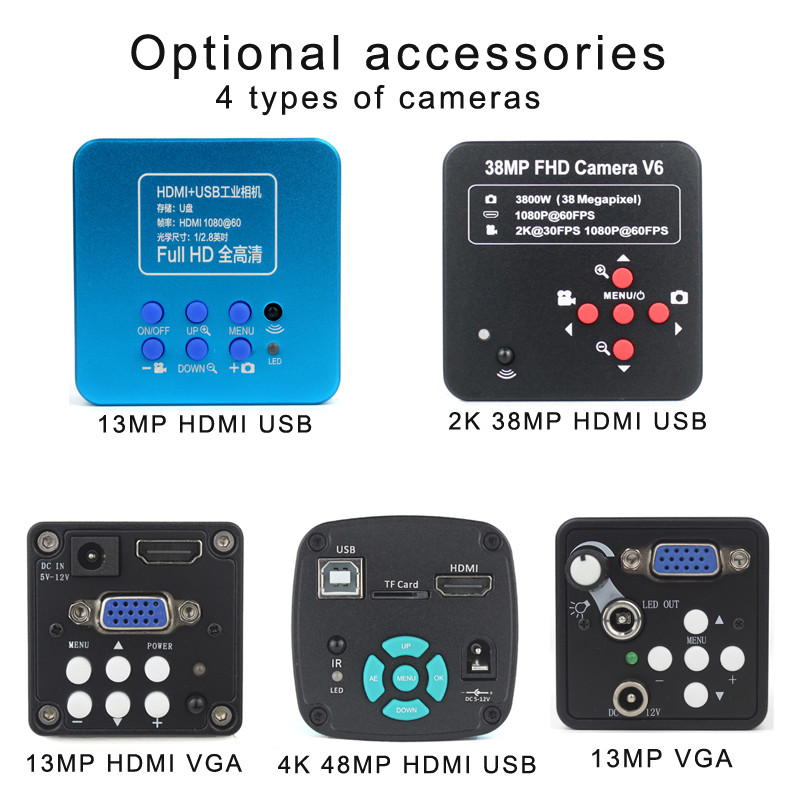 " 48Mp 4K 2K Hdmi Vga Industrial Digital Video Microscope Camera + Zoom "
