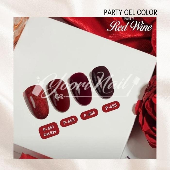PARTY RED WINE Series kutek gel halal colornail polish cat eye maroon gelap