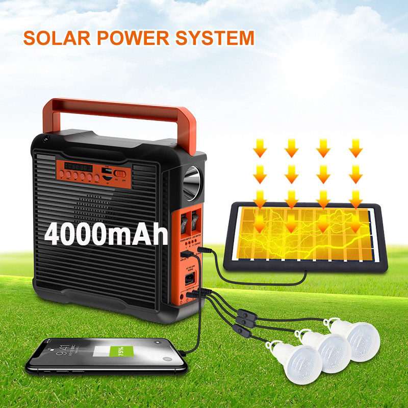 . Solar Light Solar Power Panel Generator Kit With 3 Led Bulbs -