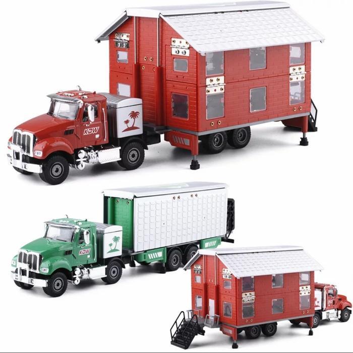 TERBARU KDW Diecast Truck KDW Double Deck Transformation Truck Miniatur Skala 1:50 Mainan Diecast