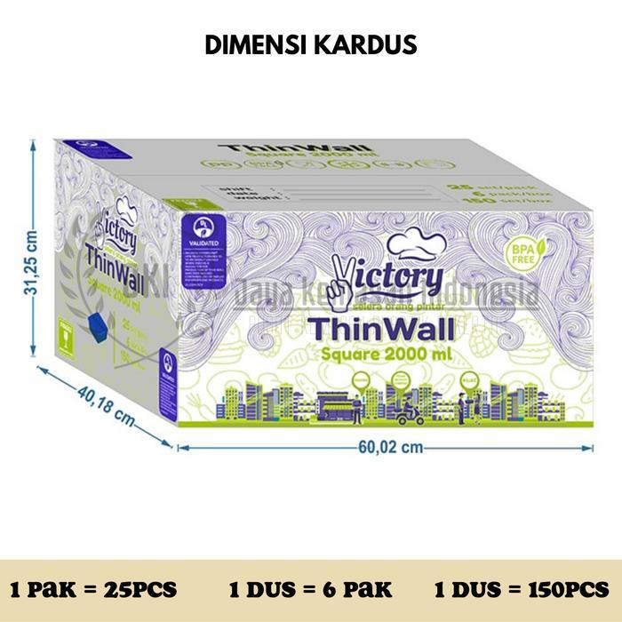 Thinwall Square 2000 Ml Kotak Makan Box Plastik Thin Wall 2000Ml