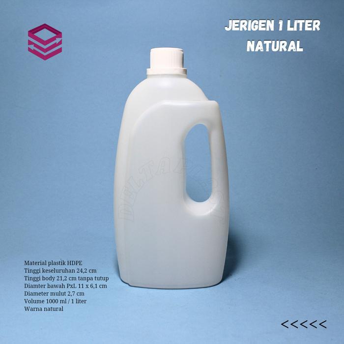 "New" Jerigen 1 Liter Gagang Samping Segel Natural / Jerigen 1000 ML Segel