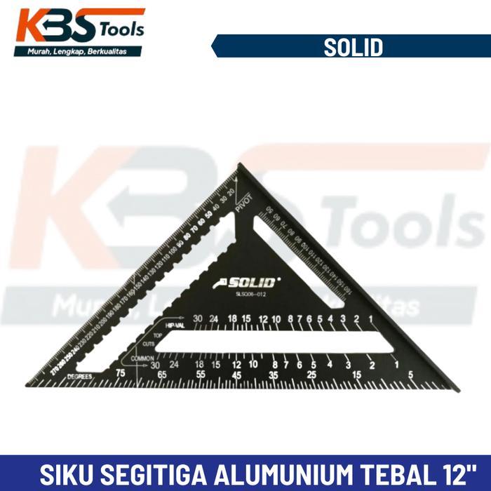 Solid Penggaris Siku Sudut Segitiga 12" Aluminium Tebal - Siku Tukang