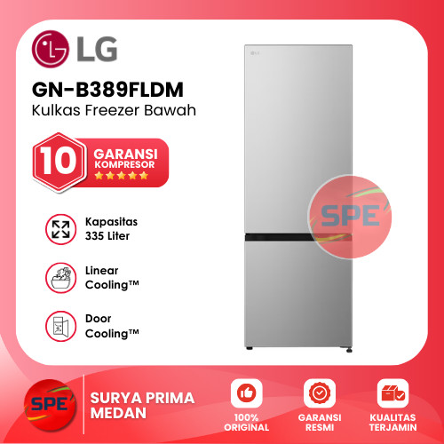 KULKAS 2 PINTU FREEZER BAWAH LG KAPASITAS 335 LITER GN-B389FLDM / GNB389FLDM GARANSI RESMI (MEDAN)