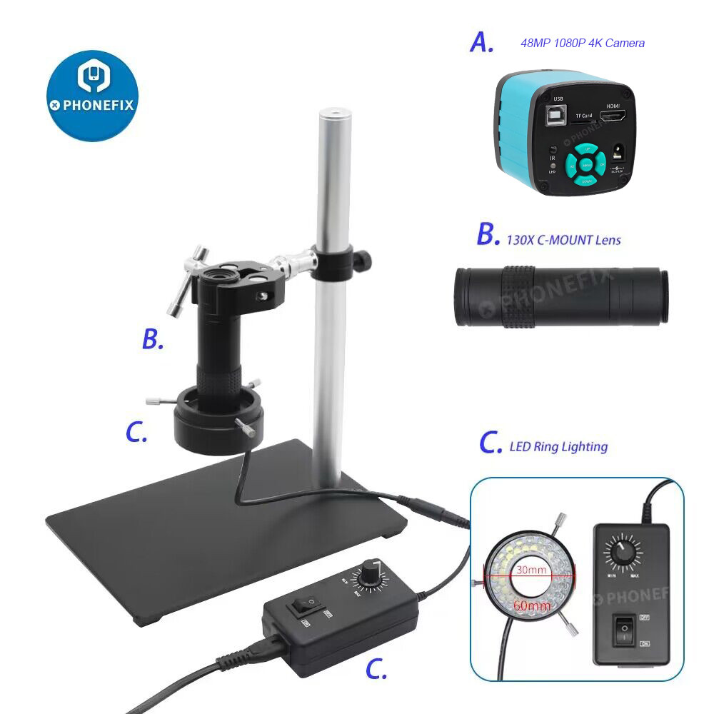 Industrial Digital Microscope Camera Set 48MP 4K 51MP HDMI USB Camera