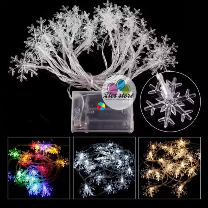 6782 Lampu Tumblr Led Snowflake Battery / Lampu Led Pohon Natal 3 Meter